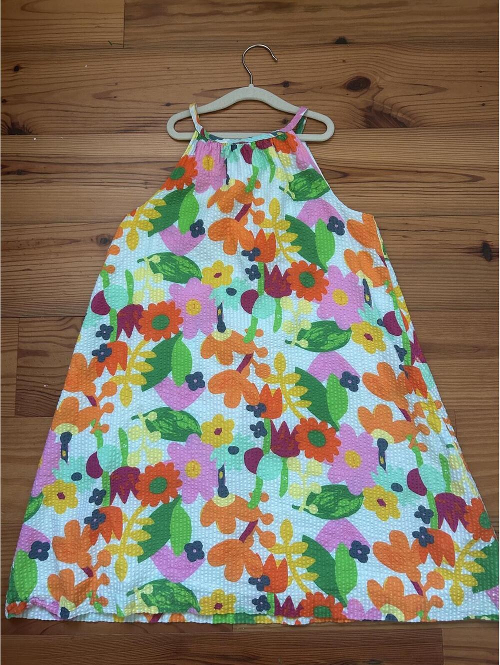 BISBY Girls Floral Print Seersucker Swing Dress Size 8